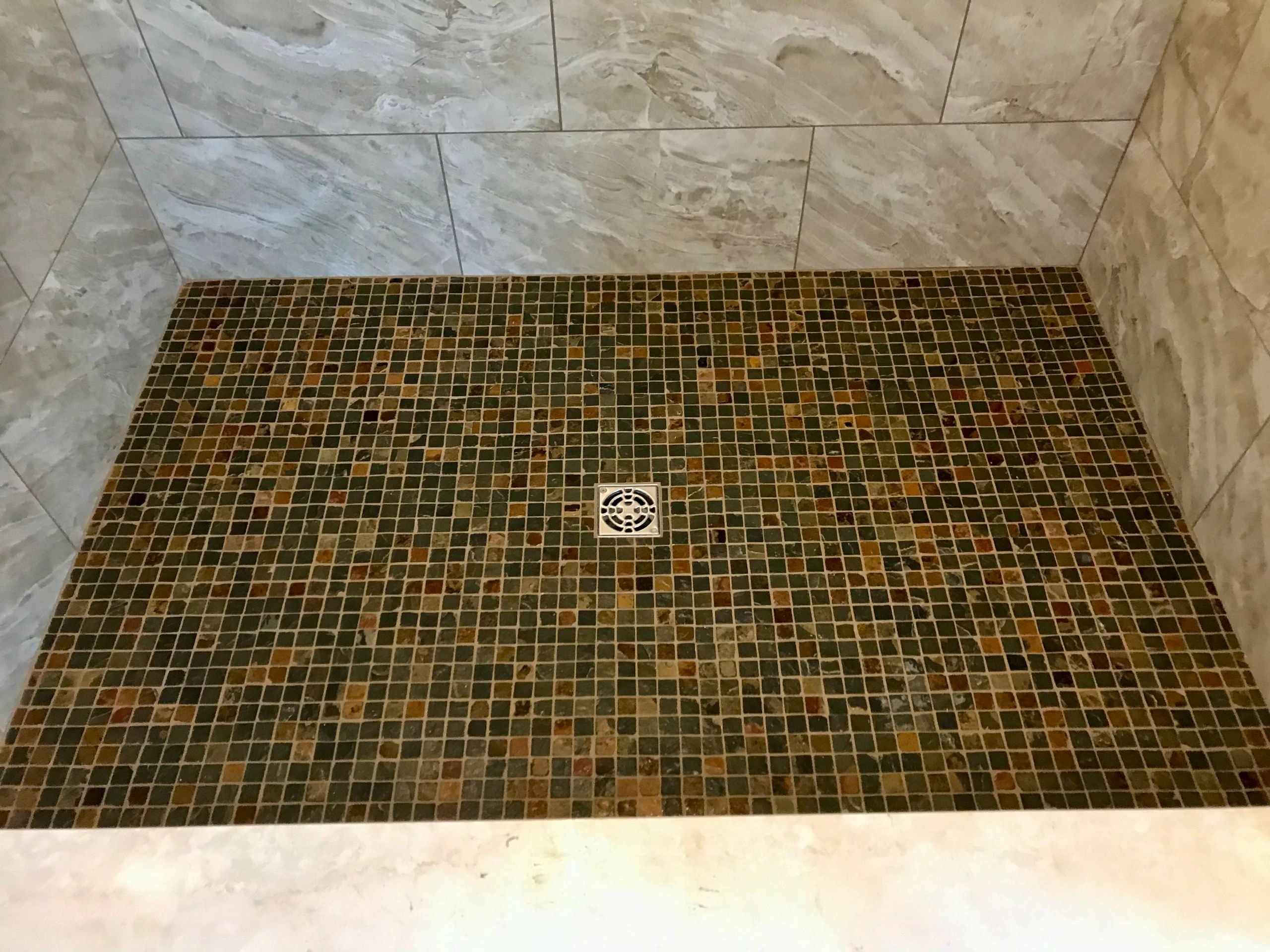 MCS Custom Tile — shower floor mosaic drain